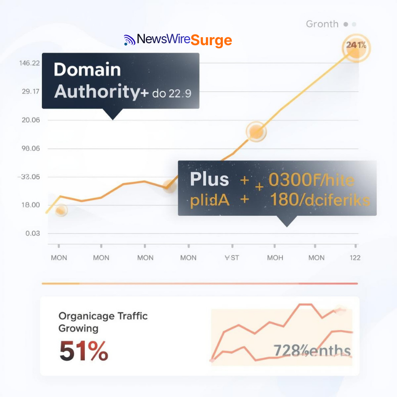 Compounding authority benefits of press release distribution over 12 months domain authority growth and media presence