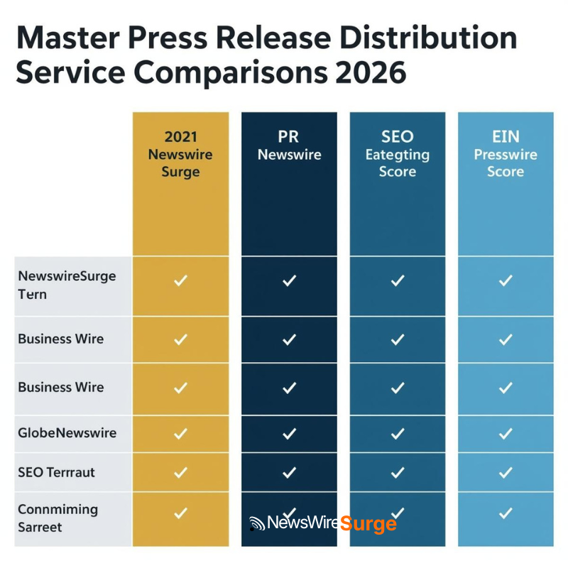 Master press release distribution service comparison table 2026 — all major U.S. services evaluated